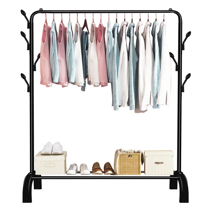 Wholesale Cheap Price Gold Clothing Garment Rack Metal With Shelves Coat Stand For Sale