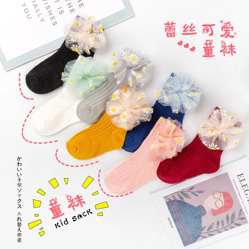 
Cute Lace Flower Lace Summer Newborn Baby girls Socks Cotton princess Anti Slip Kids Socks 