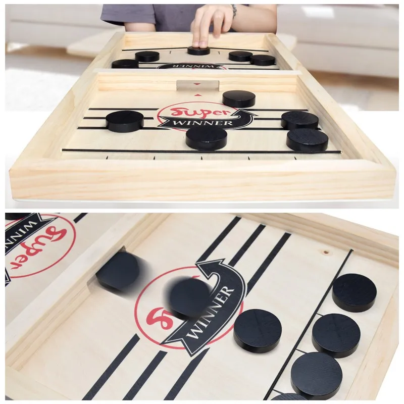 2021 Fast Sling Puck Board Competitive Game Paced Wooden Table Hockey Winner Games Interactive Chess Toys Desktop Battle Game