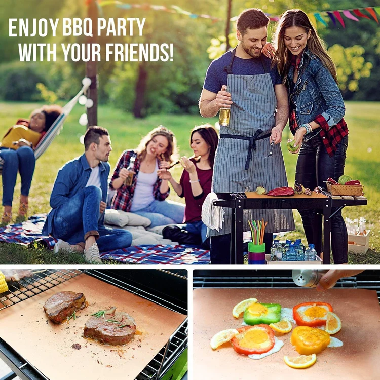 BBQ Grill Mats Heavy Duty Reusable and Easy to Clean  Works on Electric Grill Gas Charcoal Grill Mat Non-stick