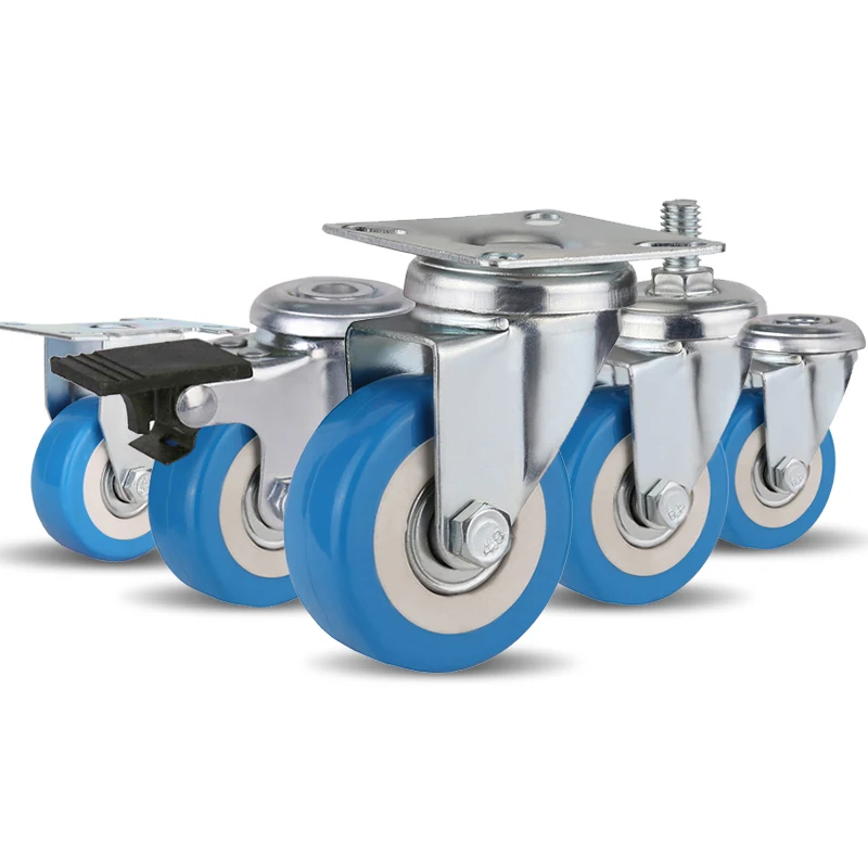 Blue rubber PVC light duty furniture office chair caster wheels