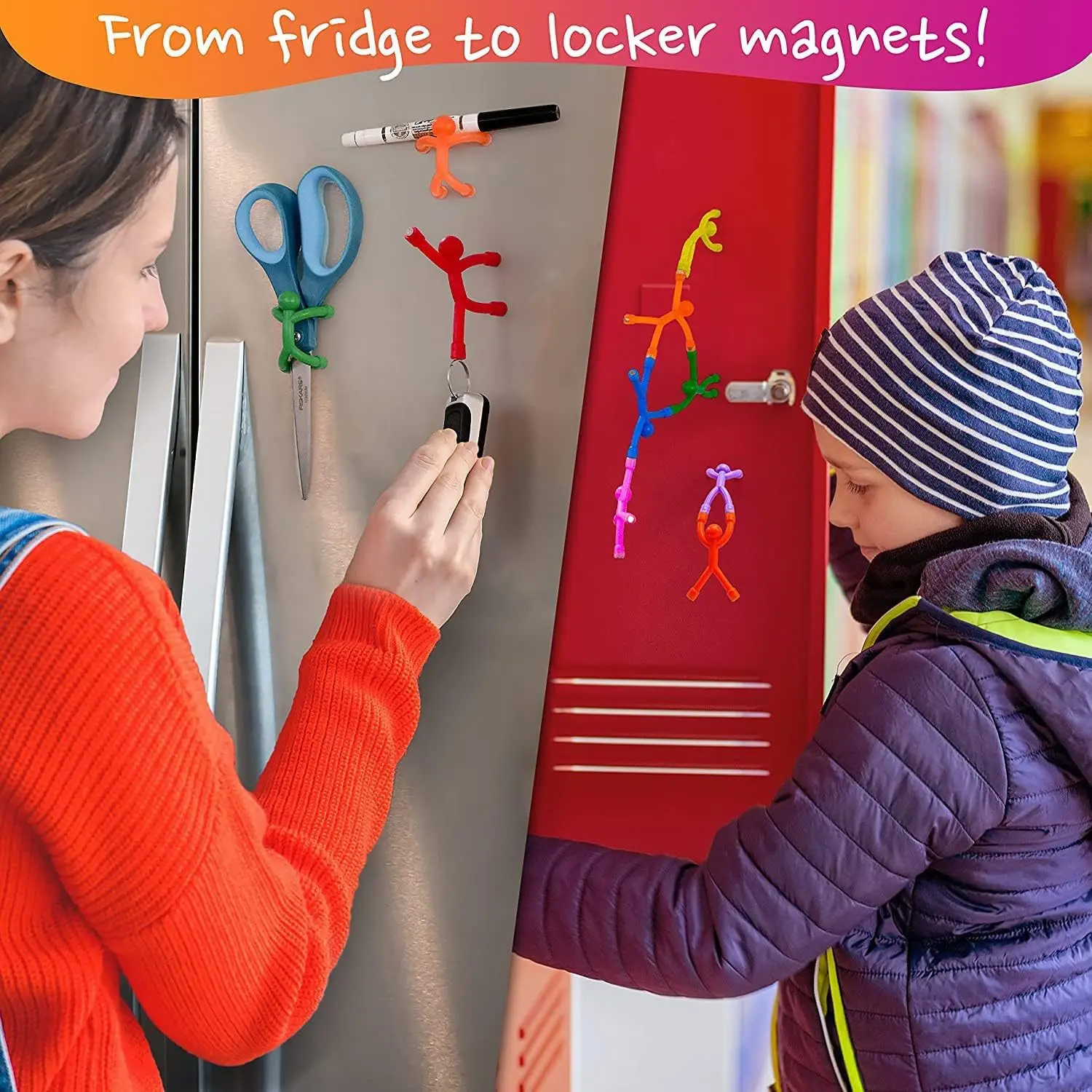 Refrigerator Magnetic Toy for Keychain Holder Magnetic Toys-Men-People Colorful Kids Travel Toys for Refrigerator Magnets