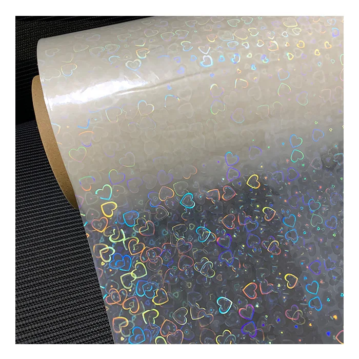 BOPP  Laser Material PET Transparent Heart Pattern Holographic Hot Thermal lamination Film