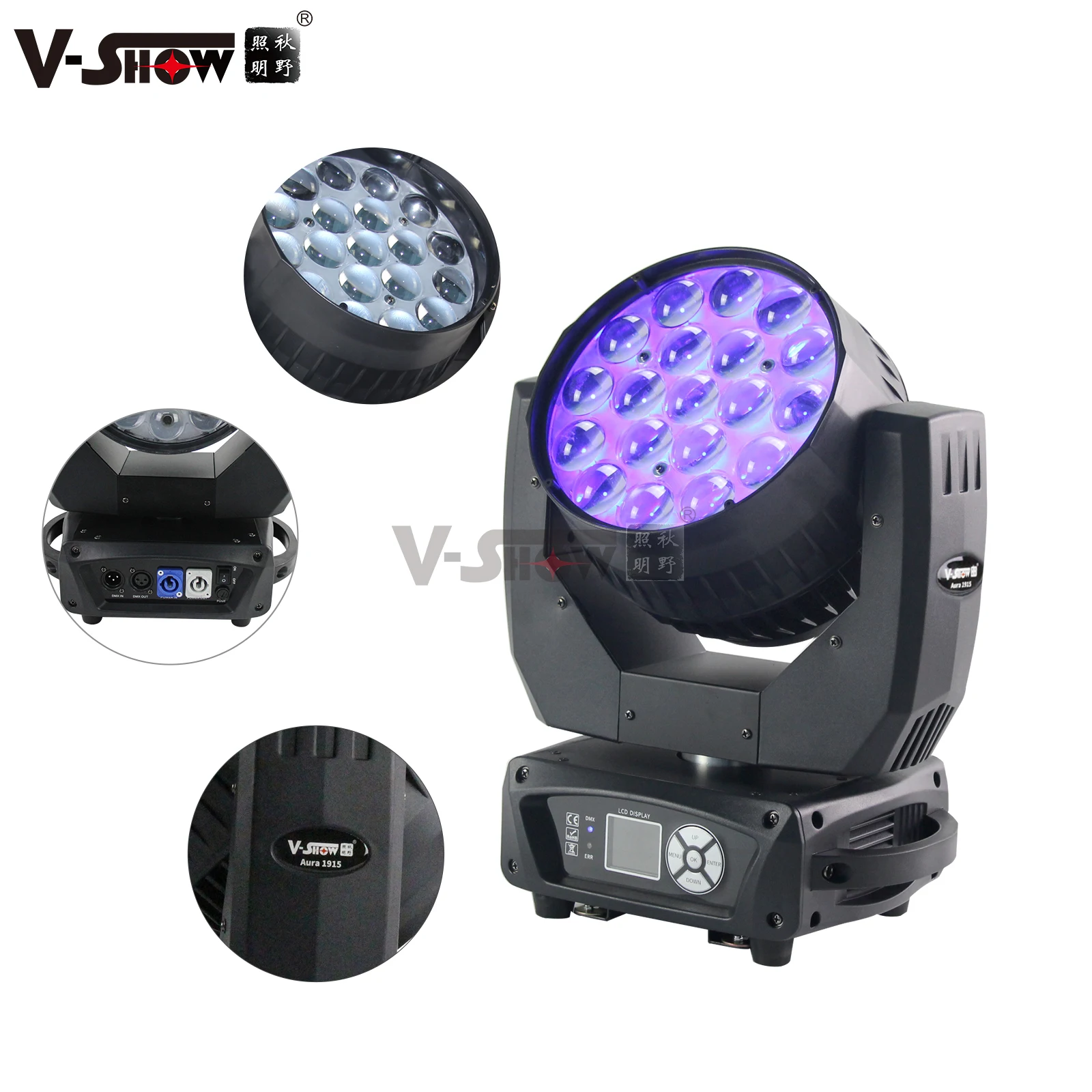 VSHOW Aura1915 stage lighting 19pcs rgbw 4in1 led wash moving head zoom for stage club