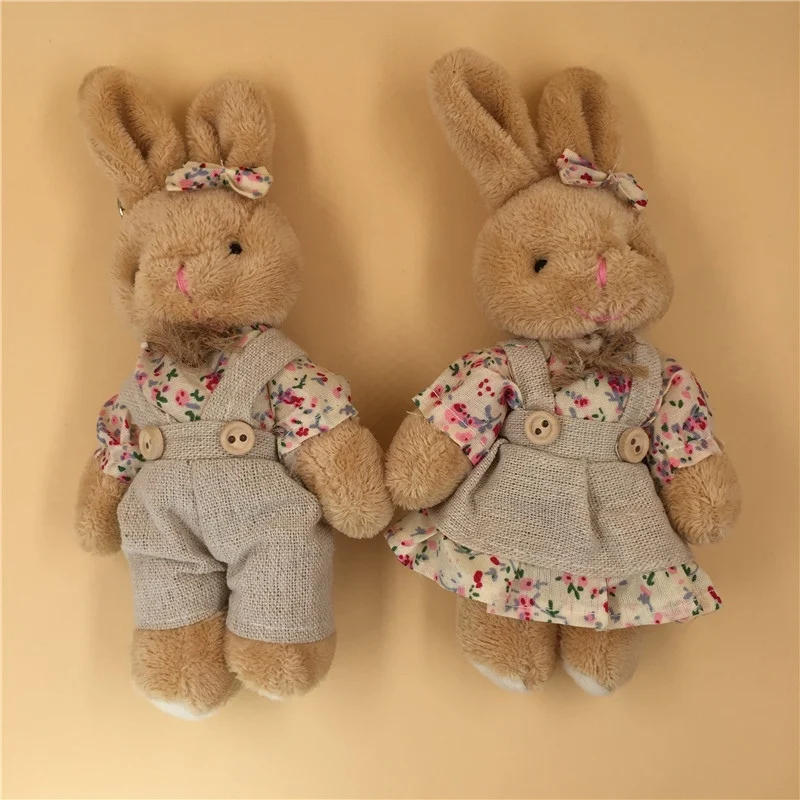 Cute Plush Fur Pompom Linen Rabbit Doll Keychain Women Bear Toy Keyring Women Bag Car Holder Wedding Party Keychain