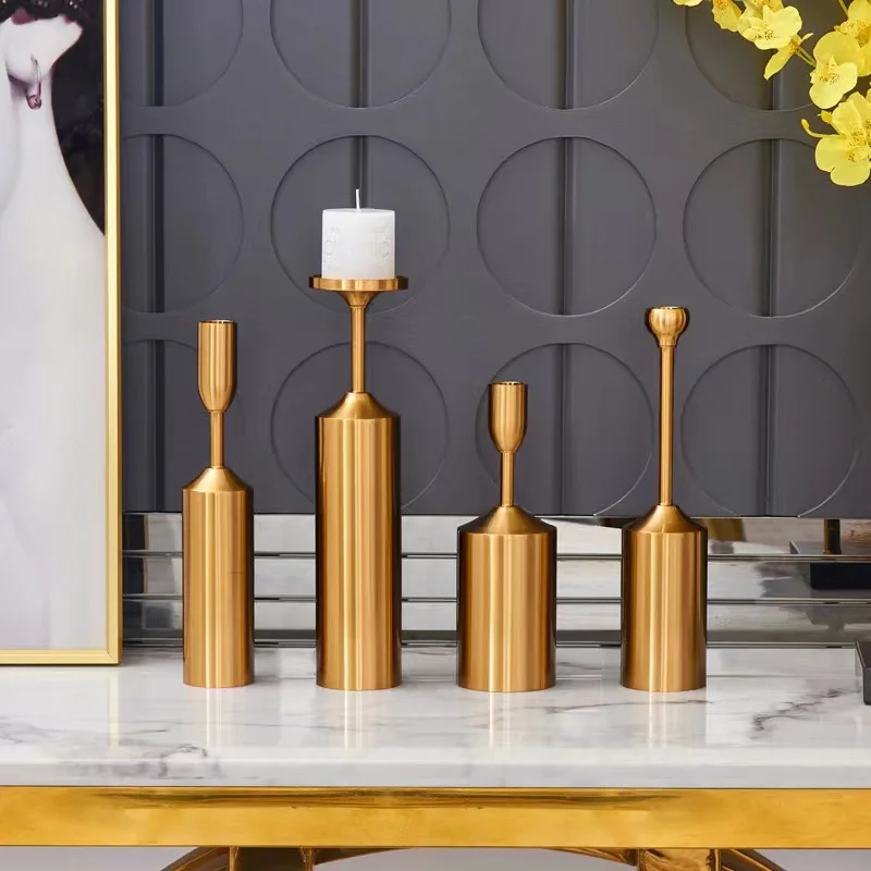 Modern Luxury Iron Metal Candle Holders Wedding  Gold Pillar Candle Holder Set Home Party Candles Decorative Candlestick