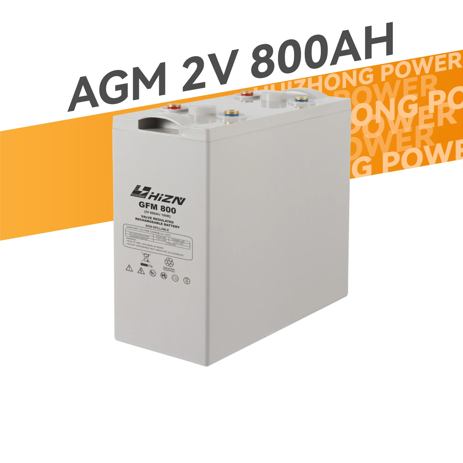 HIZN хорошая цена аккумулятор AGM 2 В 800 мАч срок службы хранения свинцово-кислотный для ИБП