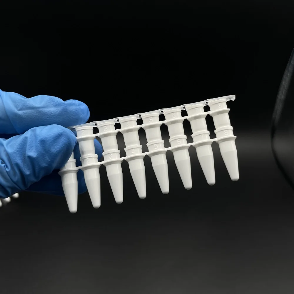 medical plastic transparency white biobase pcr 8 strips tube eight row tube 0.1ml 0.2ml with optical flat cover for lab use