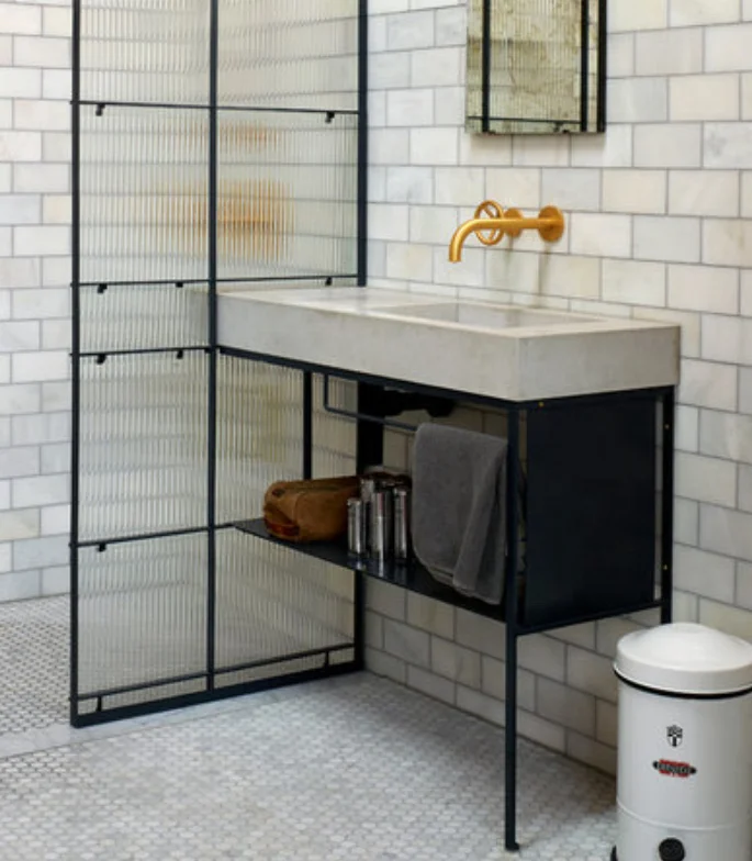 Meuble simple vasque STEEL 90 cm  Acier Noir  Single vanity unit STEEL 90 cm Steel Black powder room dressing console table