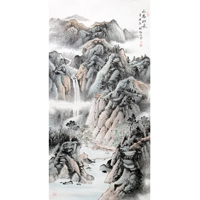 Decorative painting Zen art ink wash landscape background wall hanging painting hotel bedroom bedside mural
