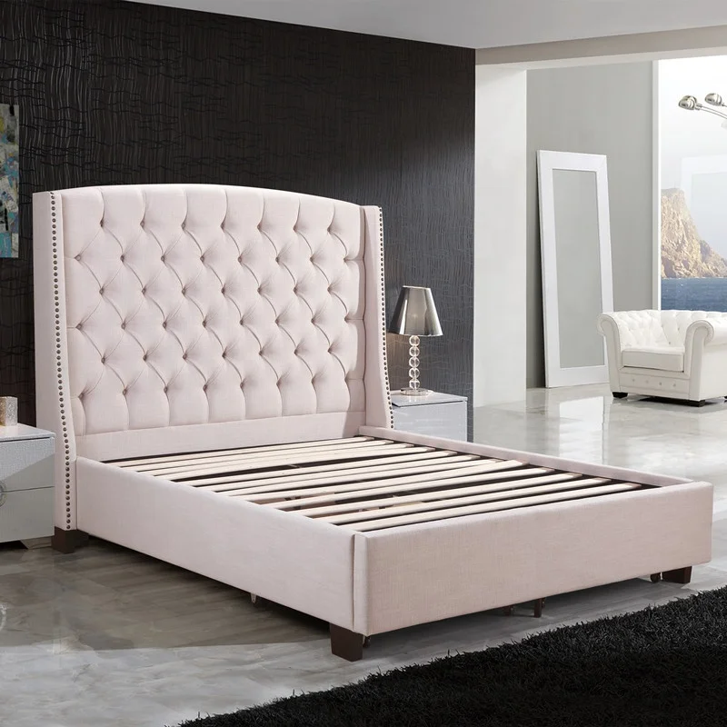 Latest design bed frame American style king Queen size bed with storage cabinet