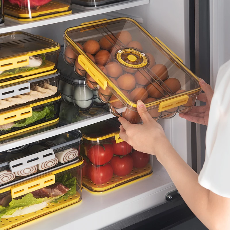 Eggs Holder for Refrigerator Automatic Rolling Antislip Organizer with Lid Egg Storage Container Shelf Kitchen Egg Tray