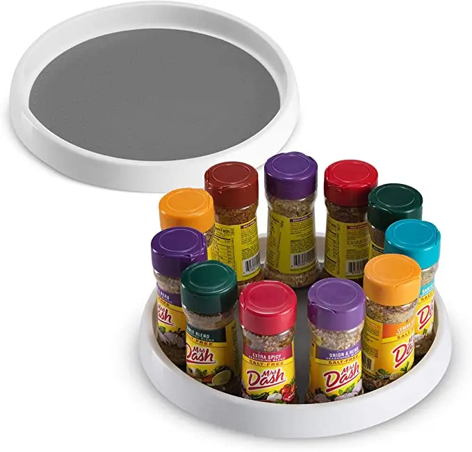 Non-skid Pantry Cabinet Spice Rack Plastic Lazy Susan Storage Holders&Racks