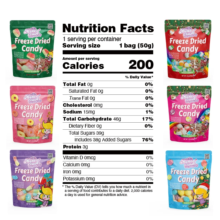 Wholesale freeze dry fruity jelly bean sweet snacks custom freeze dried Rainbow gummy Candy for Christmas