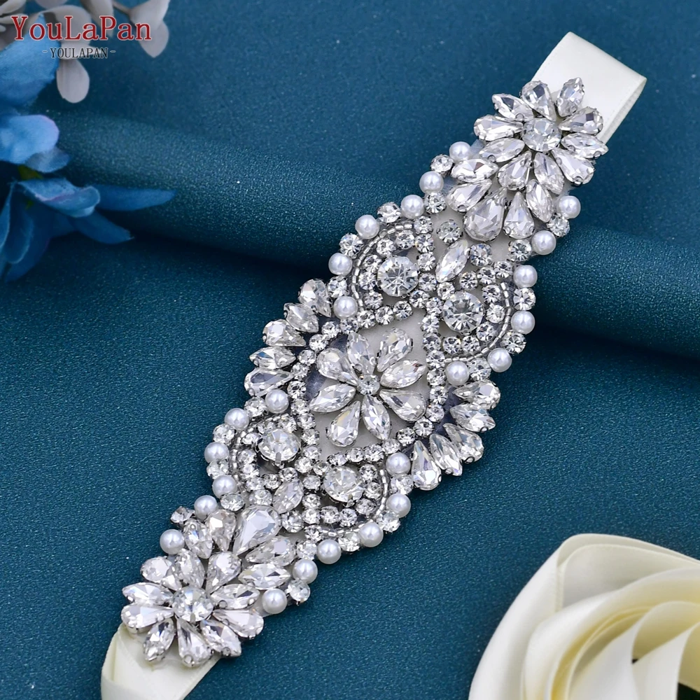 YouLaPan S394 Sparkling Stones Belts Silver Rhinestones Applique Bridal Wedding Dresses Sash Women Party Gown Girdle