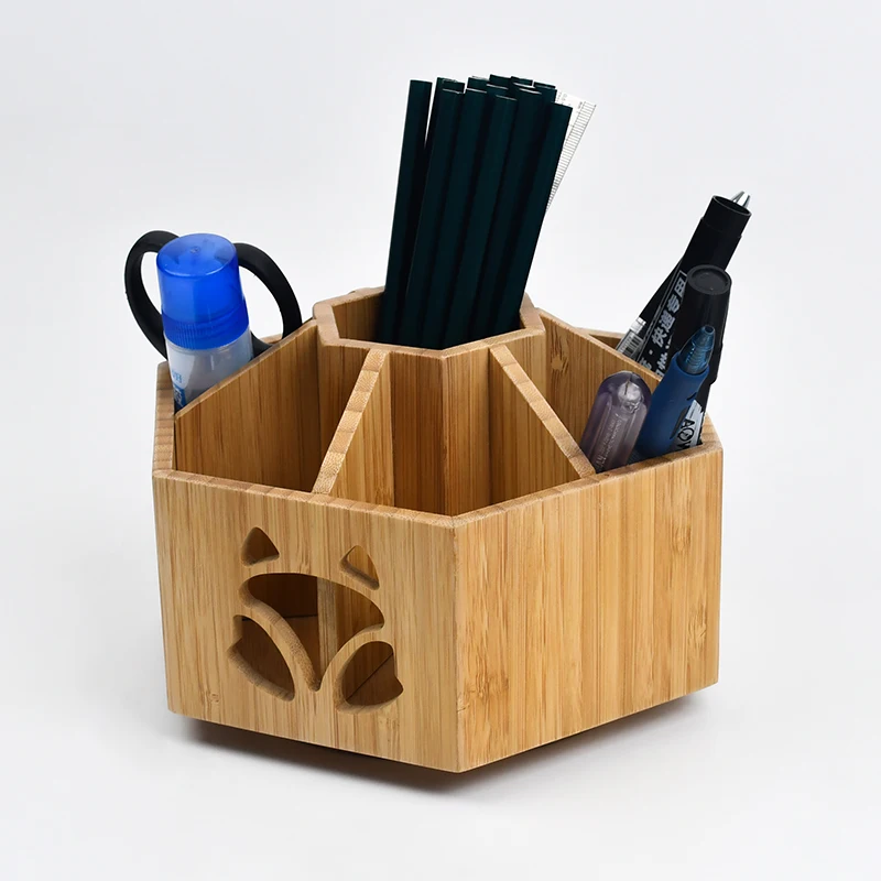 WDF Factory Wholesale holder and shelf for pen and pencils custom container stationery organizer bamboo pen holders