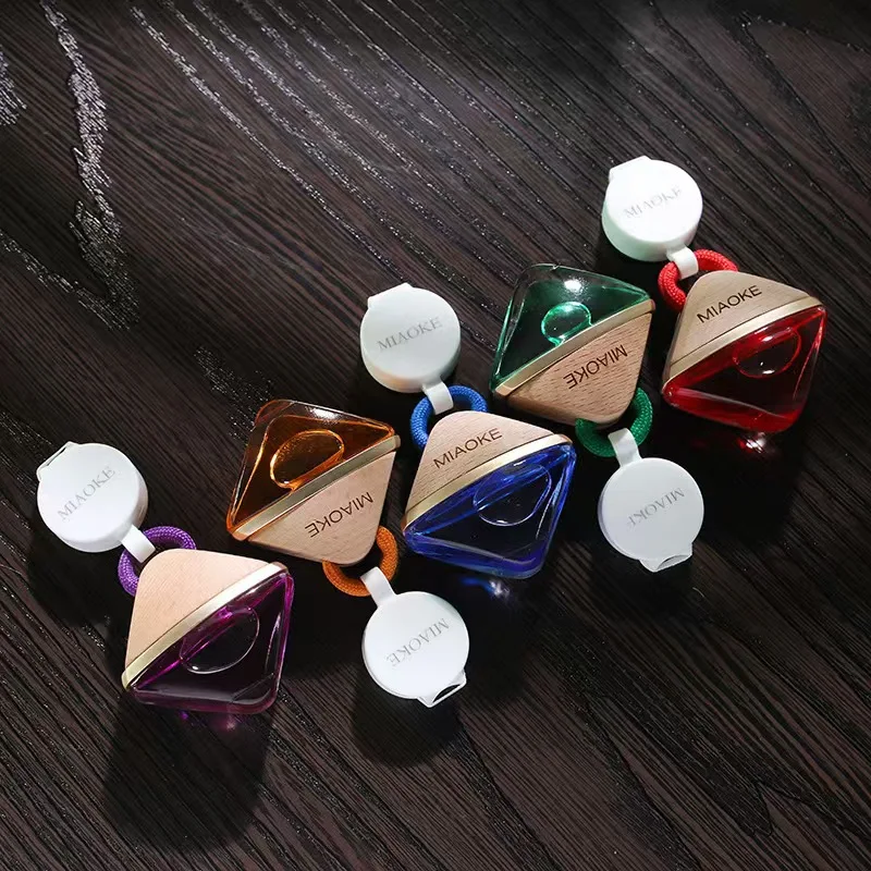 6ml  8ml  10ml Wooden Cap Car Air Purifier Stylish Hanging Perfume Diffuser Bottle for Car Air Freshening and Aromatherapy