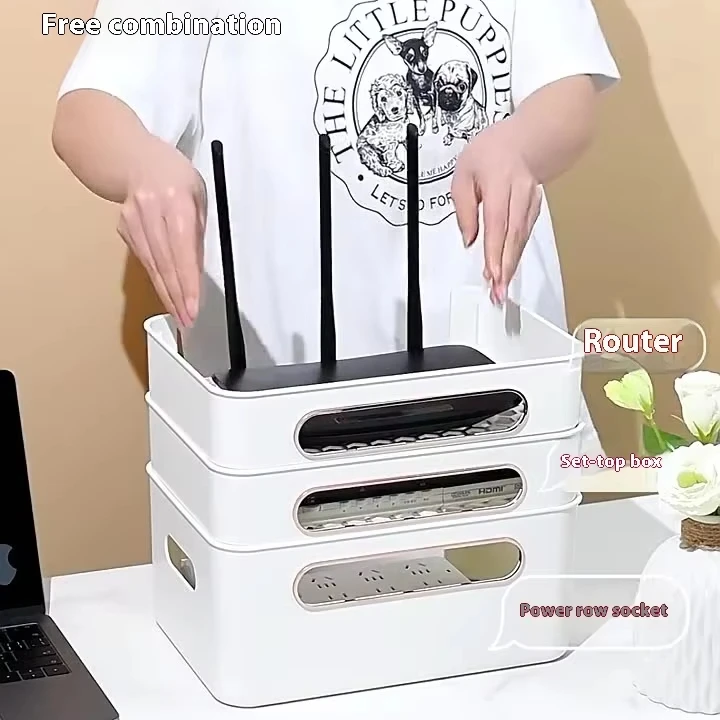 Wireless Light Cat Placement WiFi Router and TV Set-Top Box Storage Rack Socket Cable Arrangement Storage Boxes & Bins