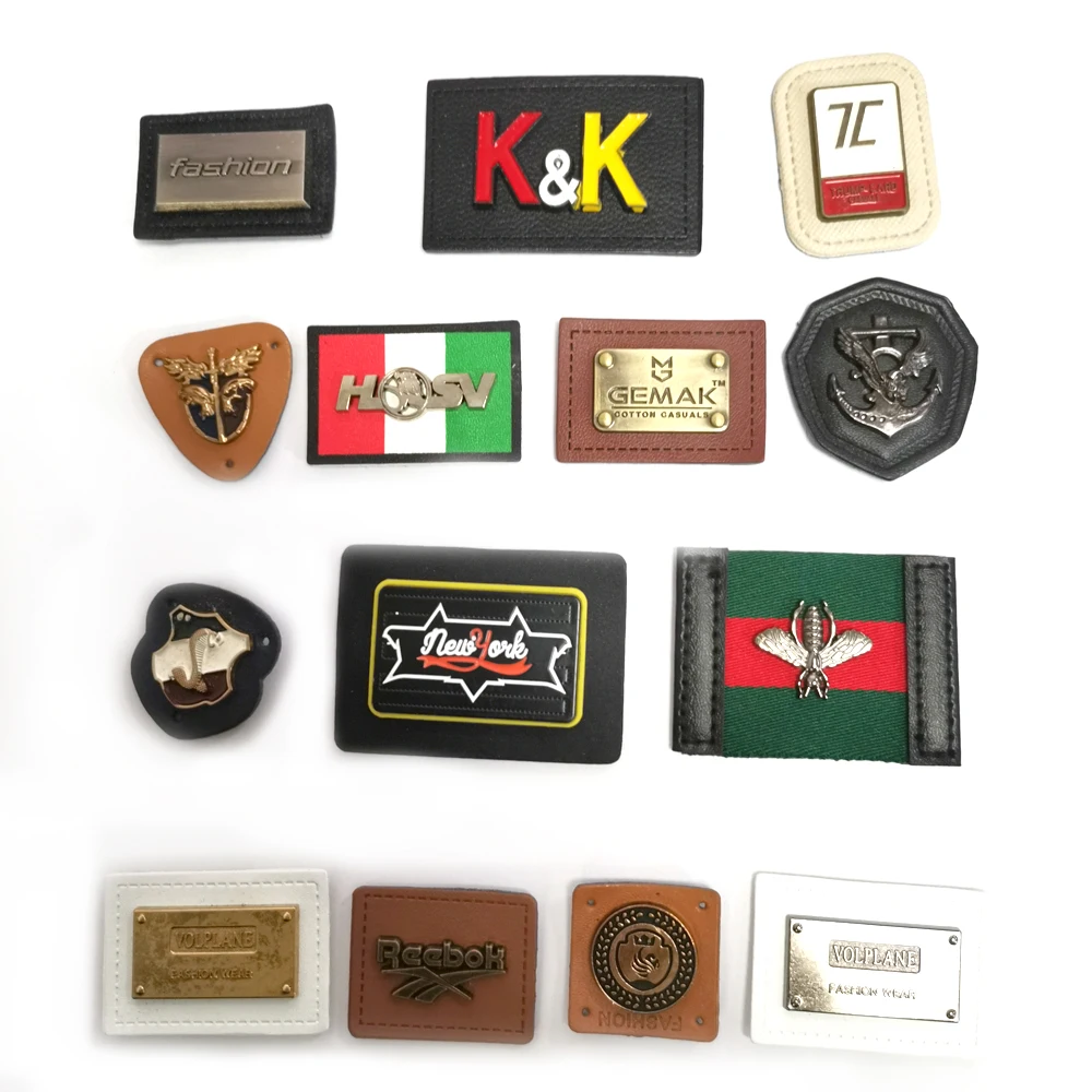 Custom Personalized Embossed Logo Jeans Genuine Leather Patch Leather Label and Tags for Garment Bags Shoes Top OEM Customized