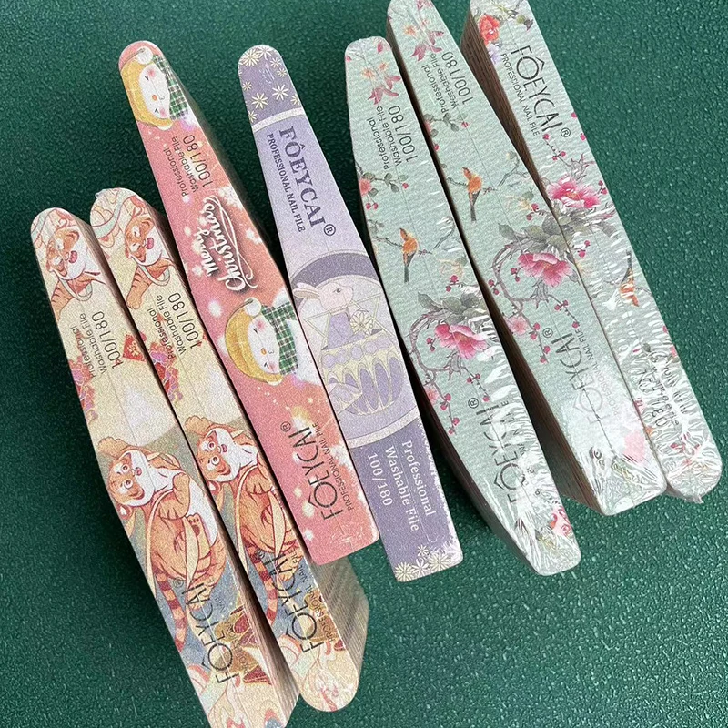 High Quality  nail tools Wear-Resistant Nail Art Grinding Strip Cute Wind Print Pattern Customizable  with nail files 100/180