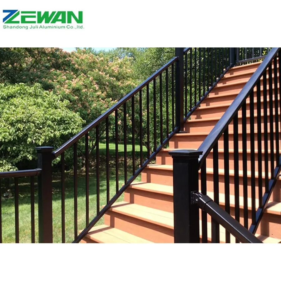 Outdoor Stair Railings Design Black Aluminium Deck Balustrades Aluminum Railing for Stairs