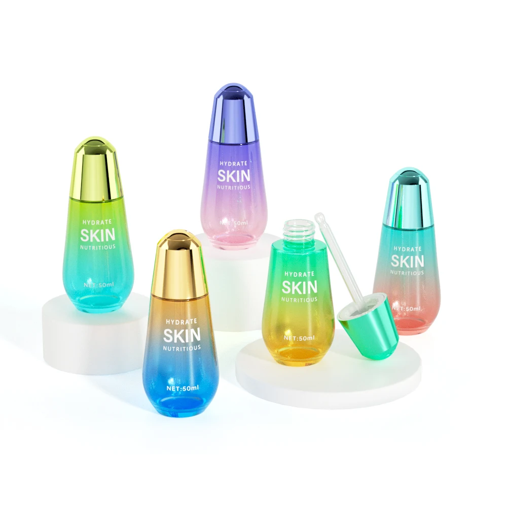 Fancy 20 30 40ml shade colored blue clear yellow liquid container essential oil glass bottle with pipette dropper