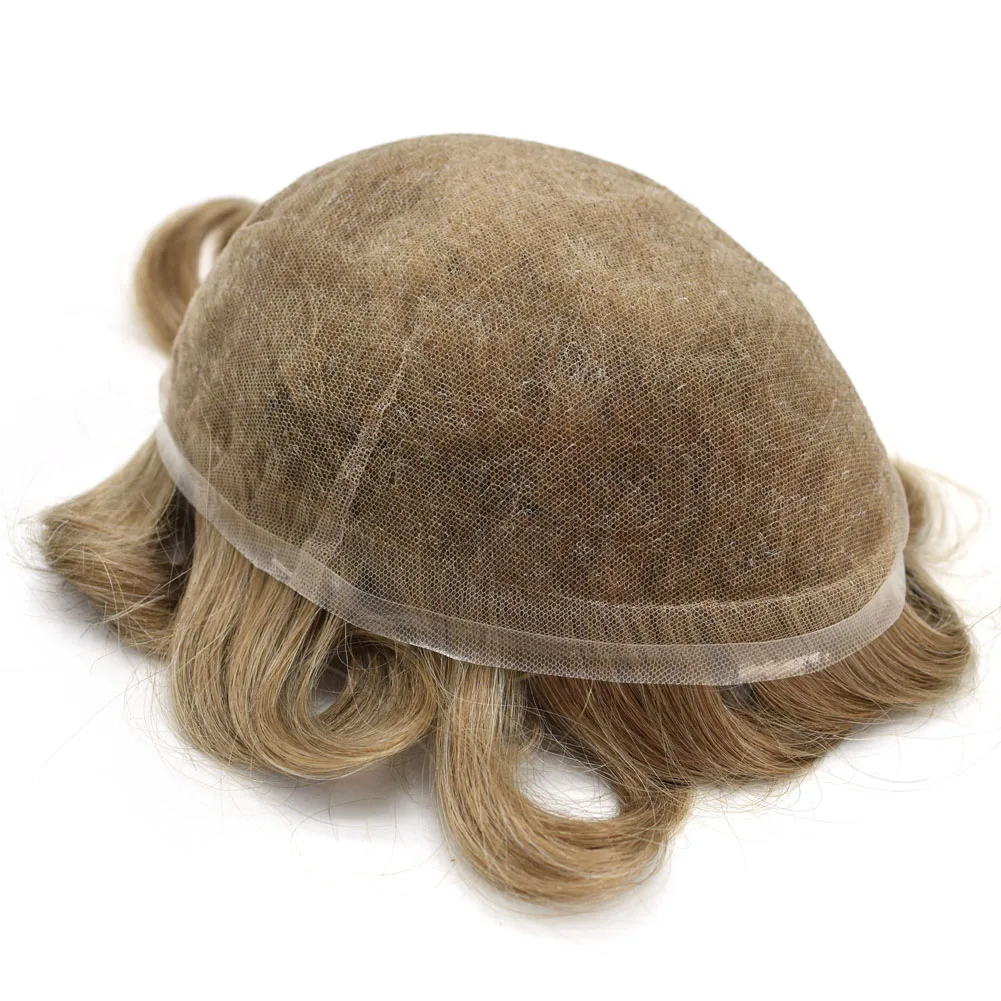 
JRX Wholesale New Arrival Men Hair Blond Toupee Human Hair Wig Replacement Indian Men Wig 