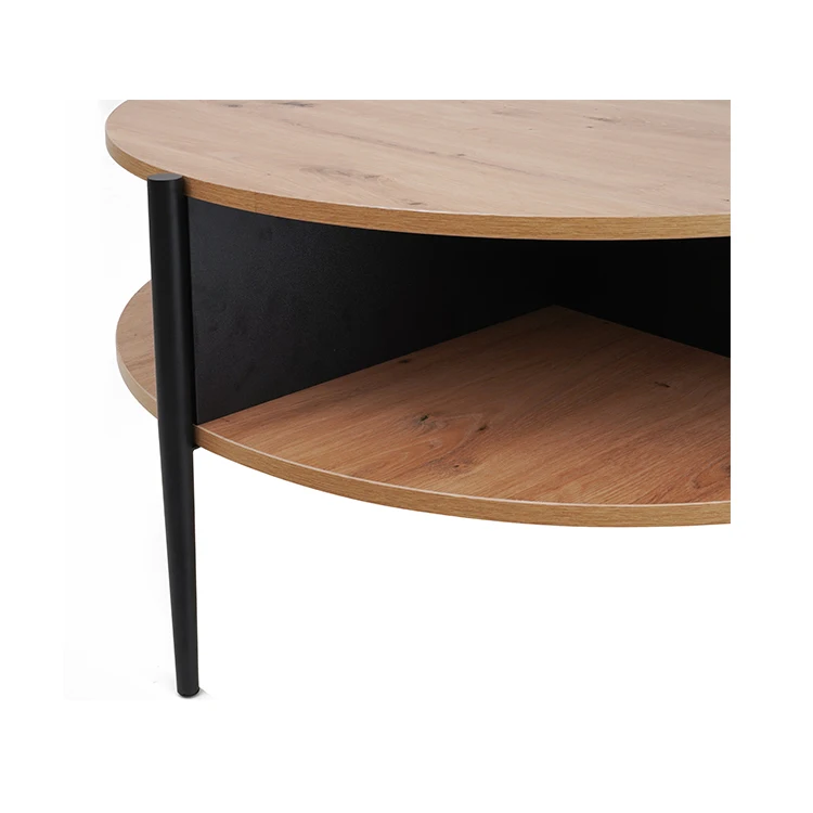 Nordic Wooden Coffee Table with Drawer Round Shaped Living Room Tea Table Melamine Coffee Tea Table