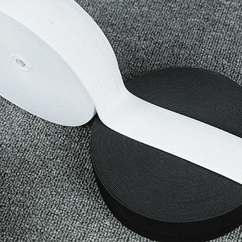 Custom 30mm High Quality Wholesale Elastic Band White And Black Color Elastic Various Size Flat Elastic
