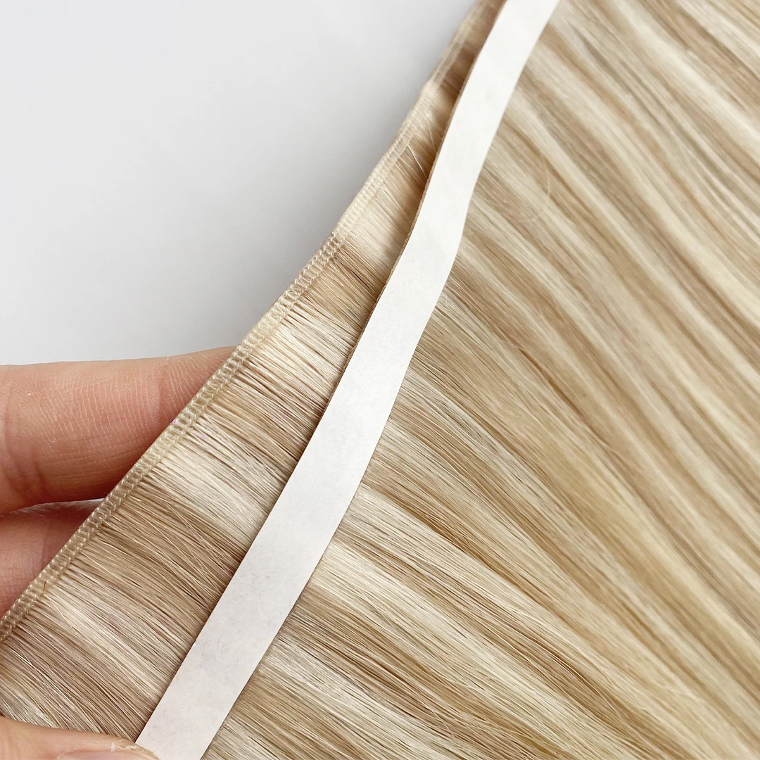 Popular  in Europe Cuticle Aligned Slavic Hair Extension Double Drawn Genius Invisible PU Tape  weft