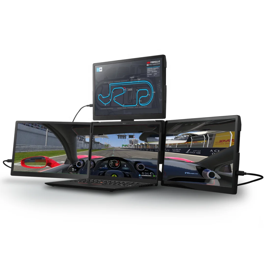 Wholesale 13.3 inch 2 IPS Full View Portable Monitors Foldable Tri-screen Monitor Extended Laptop Screen
