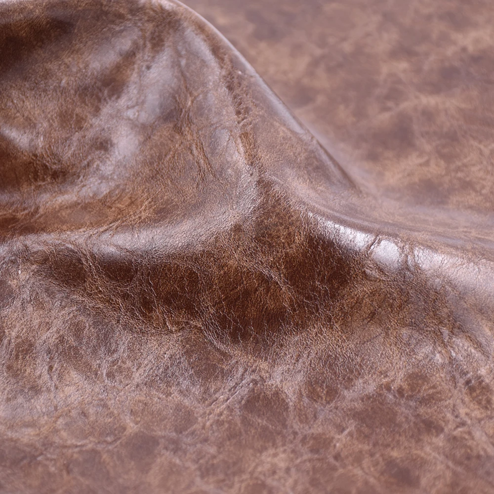 Patent Warp Knitting Elastic Stretch Emboss Two Tone Oil Skin Effect Synthetic Pu Leather Faux For Bags