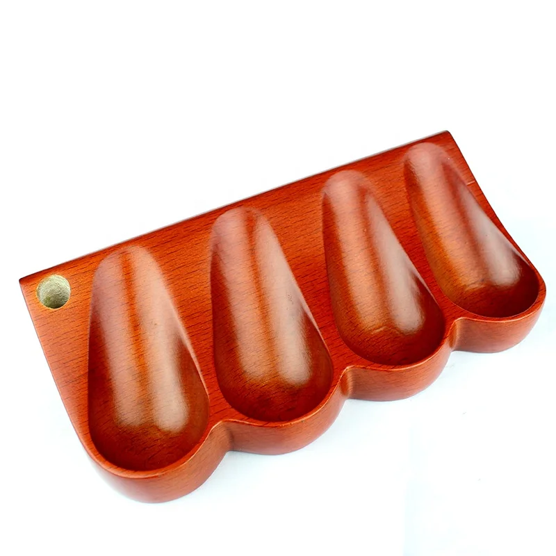 Wholesale Straight Spoon Shape Solid Wood Tobacco Pipe Stand 3/4 Seats Smoking Pipe Holder