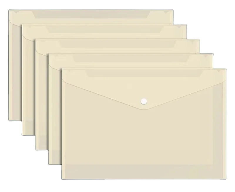 Waterproof A4 Size Document Bag Clear PVC Files Plastic Bag With Snap Button