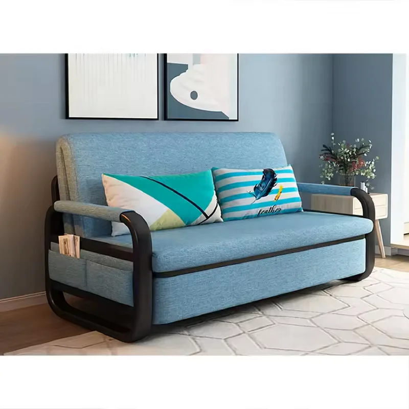 Modern Style Folding Living Room Furniture Set, High Quality Pull Out Folding Simplicity Fabric Sofa Bed