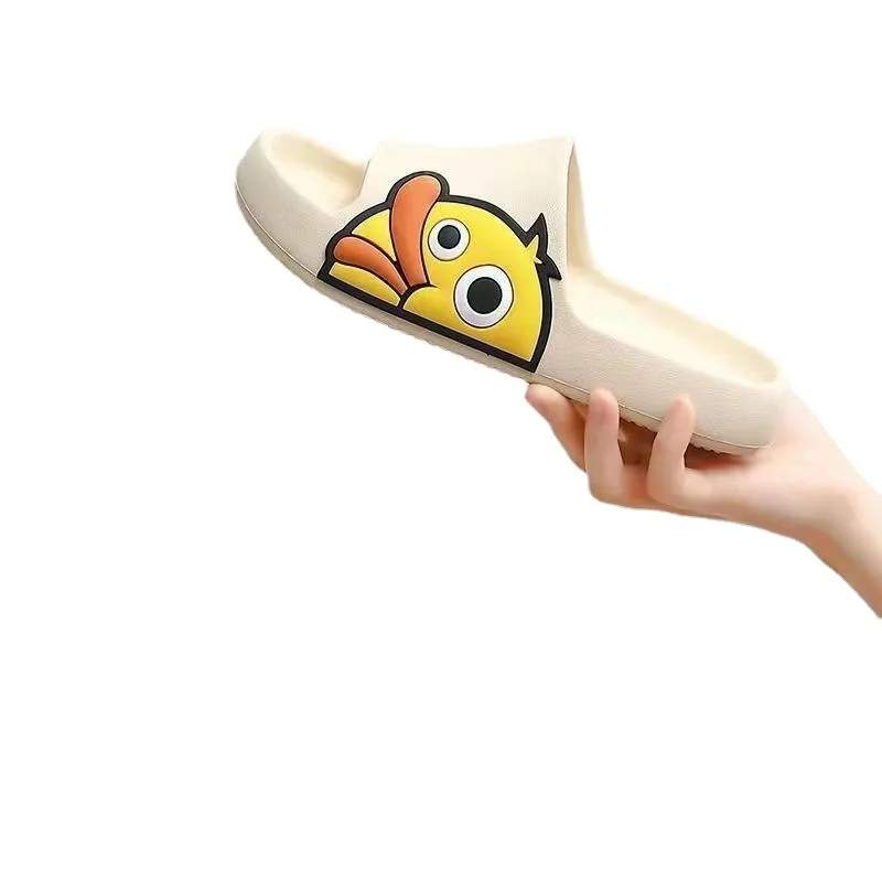 Women Men Slippers Summer Beach Slides Candy Sandals Flip Flops Cartoon Duck Thick Soled Ladies Boys Couples Bathroom Shoes