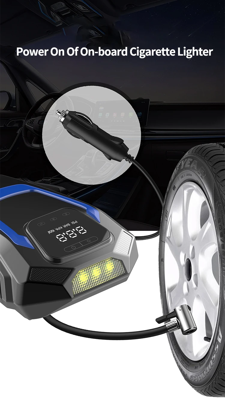 Autorad Luftpumpe 12v LED Flashlight Digital Display Portable Car Electric Automatic Tyre Inflator Air Compressor Pump For Car