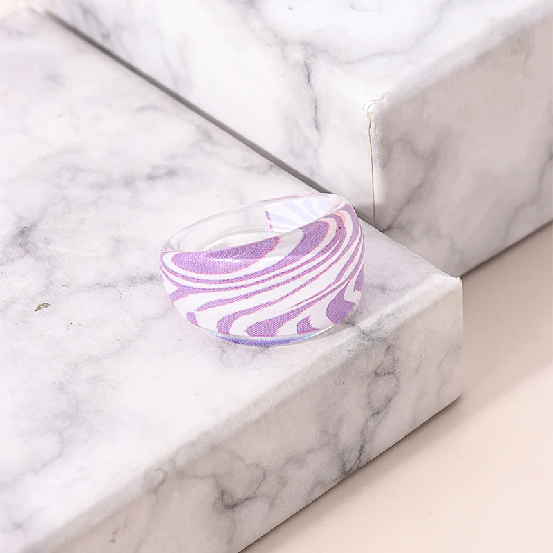 Hot Sales Ins Style Patchwork Pattern Plastic Ring