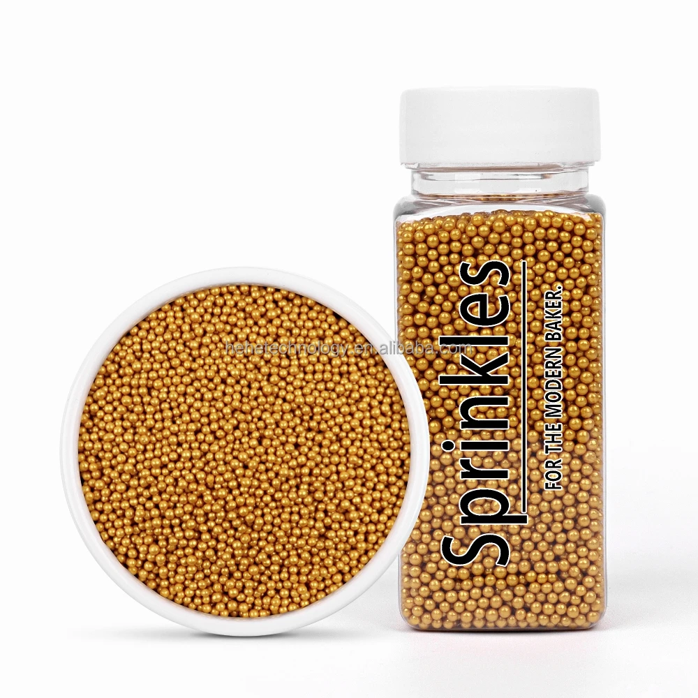 2mm Nice Price 100% Edibles Golden Beads Bakery Supplies Sprinkles Sugar Pearl Sprinkles Edible Gold Cake Sprinkles for Cake Art