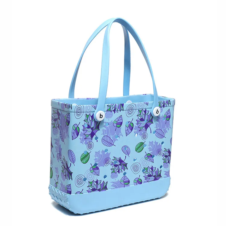 Оптовая продажа, женские пляжные водонепроницаемые резиновые сумки, большая модная пластиковая силиконовая сумка из ЭВА с отверстиями, женские сумки-тоут