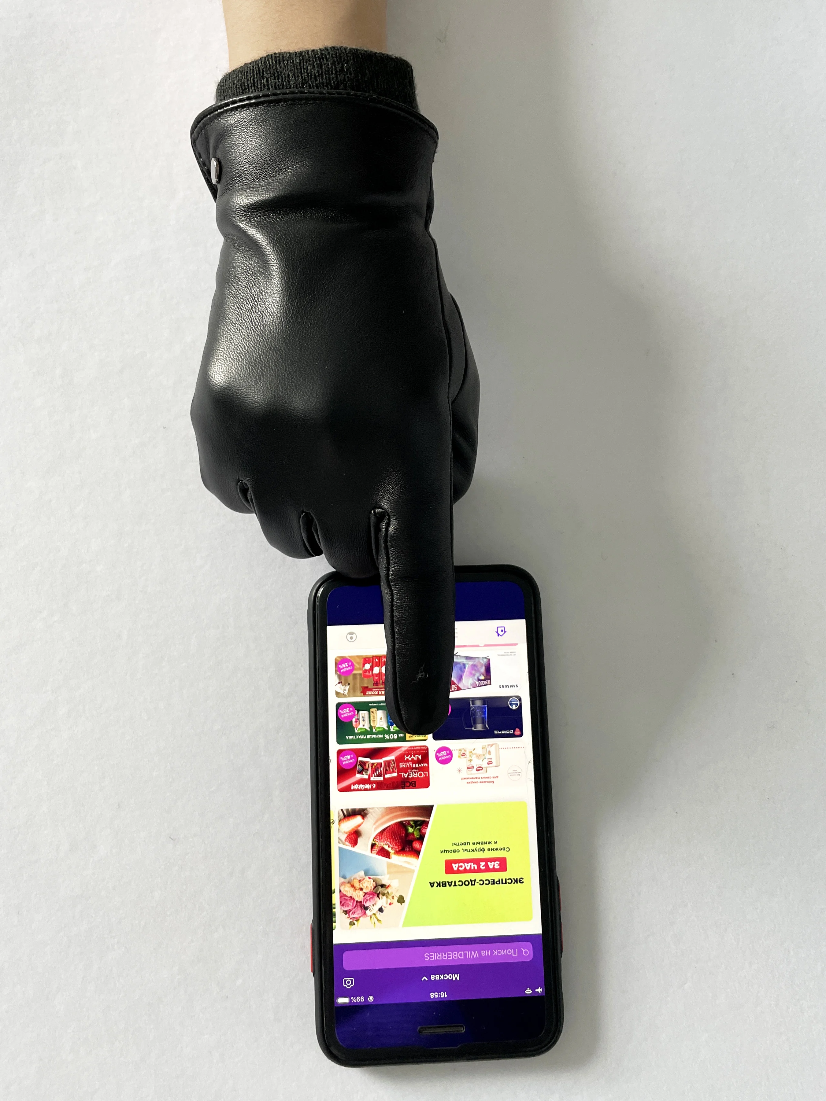 BSCI Factory Wholesale Stylish Touch Screen Knitted Lining Winter Genuine Leather Gloves Women