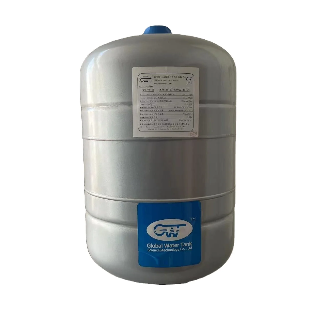 High Safety Level High Safety Factor 24Liters Stainless Steel Water Filter Storage Pressure vessel for Ro System