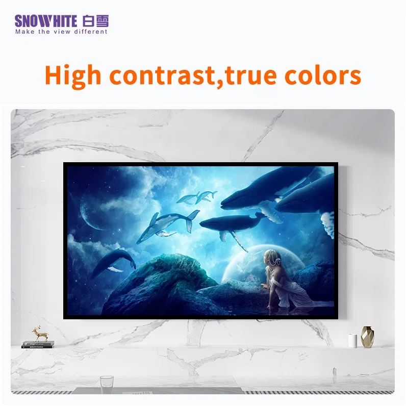 SNOWHITE 80 100 120 дюймовый длинный проекционный экран из ПВХ с фиксированной рамкой, экран для проектора для домашнего кинотеатра или кинотеатра