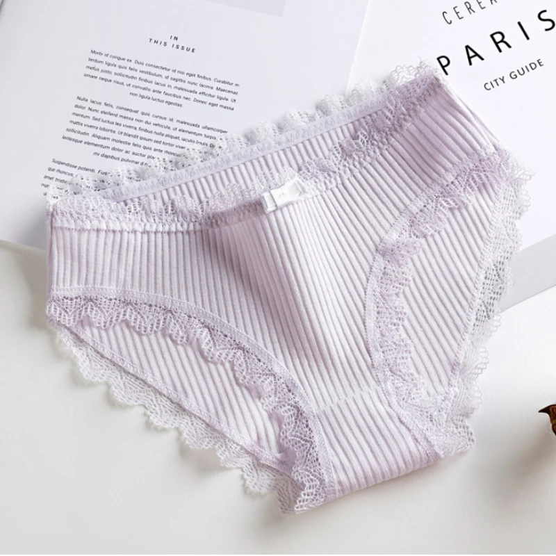 Thread cotton stuff low waist cute lace sexy panty hot girl briefs