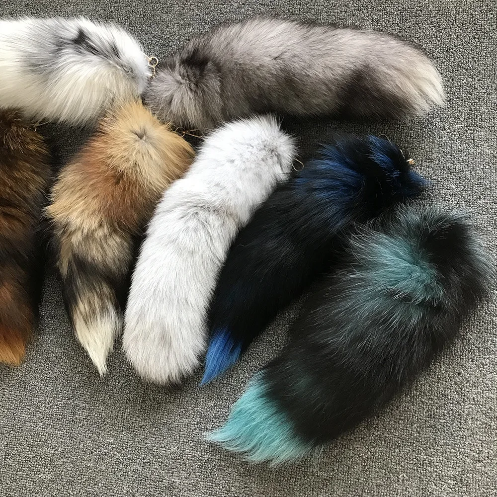 High Quality  real colour fox tail anal plug Bag Keychain