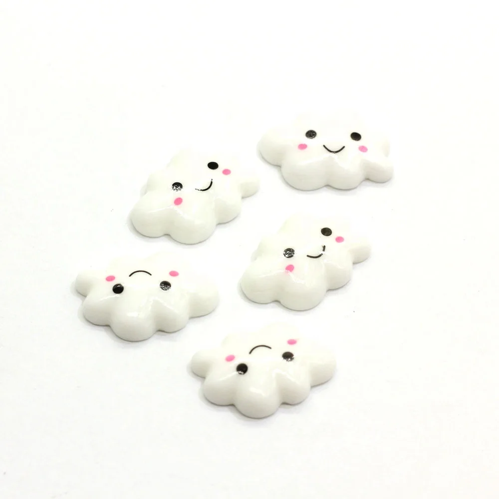 
Cute 100pcs White Smile Cloud Resin Flack Back Cabochon Art Supply Decoration Charm DIY Accessories Small Craft 
