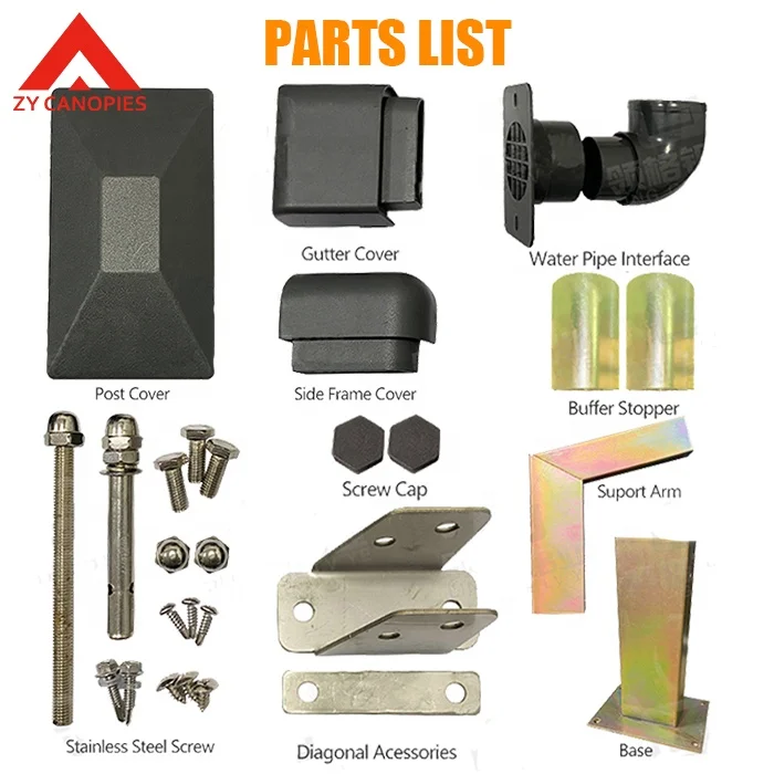 Hot Selling Aluminum Alloy Frame Carports With Material Design Car Carport