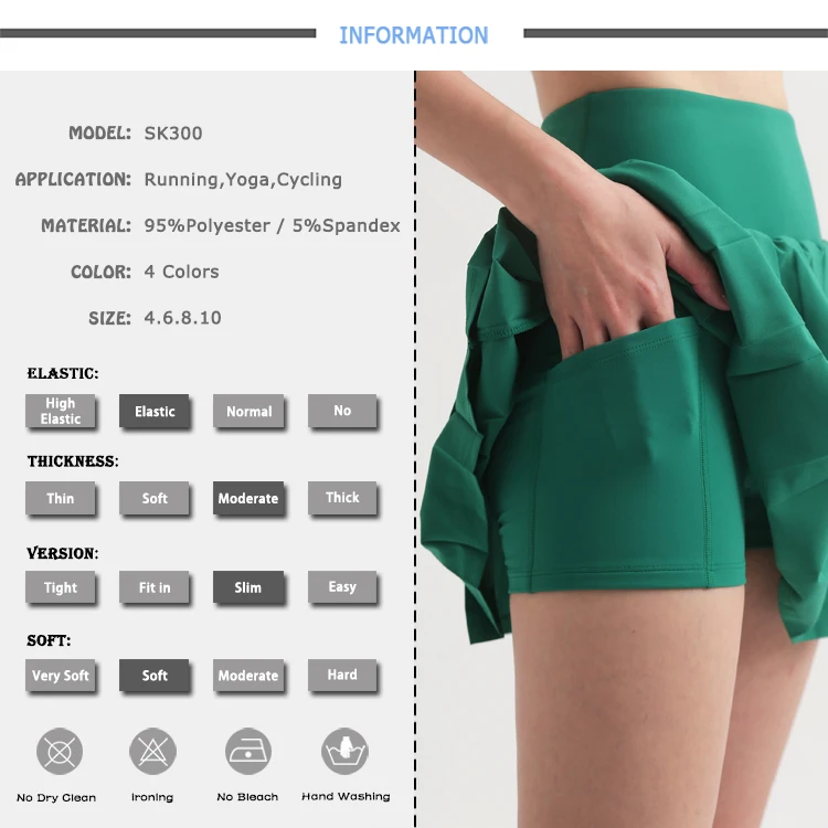 Female Sexy Two Piece Skirt With Pockets For Running Tennis Anti-Peeping Quick Dry High Waisted Yoga Pleated Skirts Women