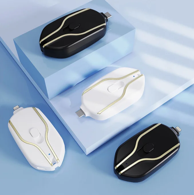 2023 New Peoduct Portable Mini Keychain Power Banks 1500mAh Backup Charge Portable Fast Charger Emergency Telescopic Plug Design