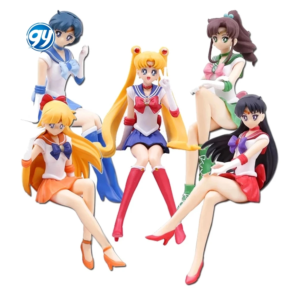 Figuras de 14CM 5 Styles Anime Figure Japanese Cartoon Sailor Moon Sitting Noodles Model dolls for kids Toy Gift Action Figures